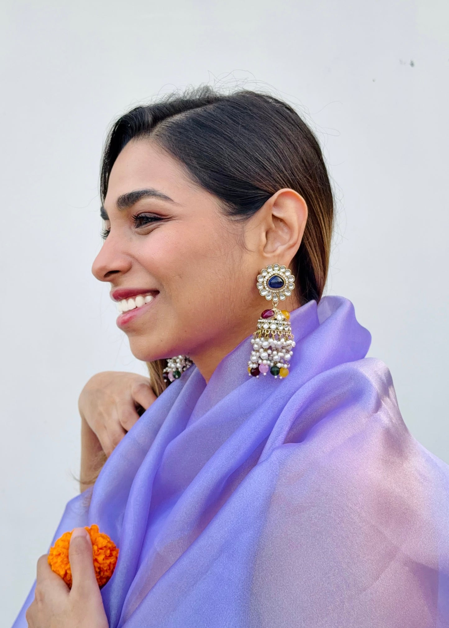 Ranani Pearl Crystal Jhumkas (Multi)