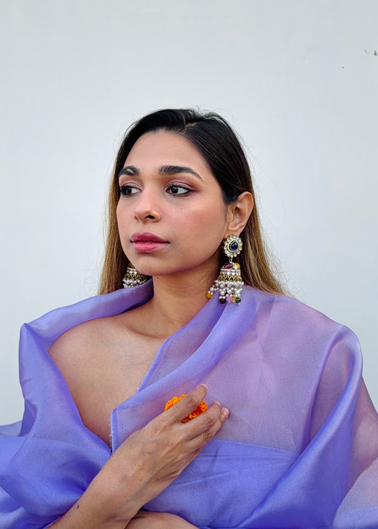Ranani Pearl Crystal Jhumkas (Multi)