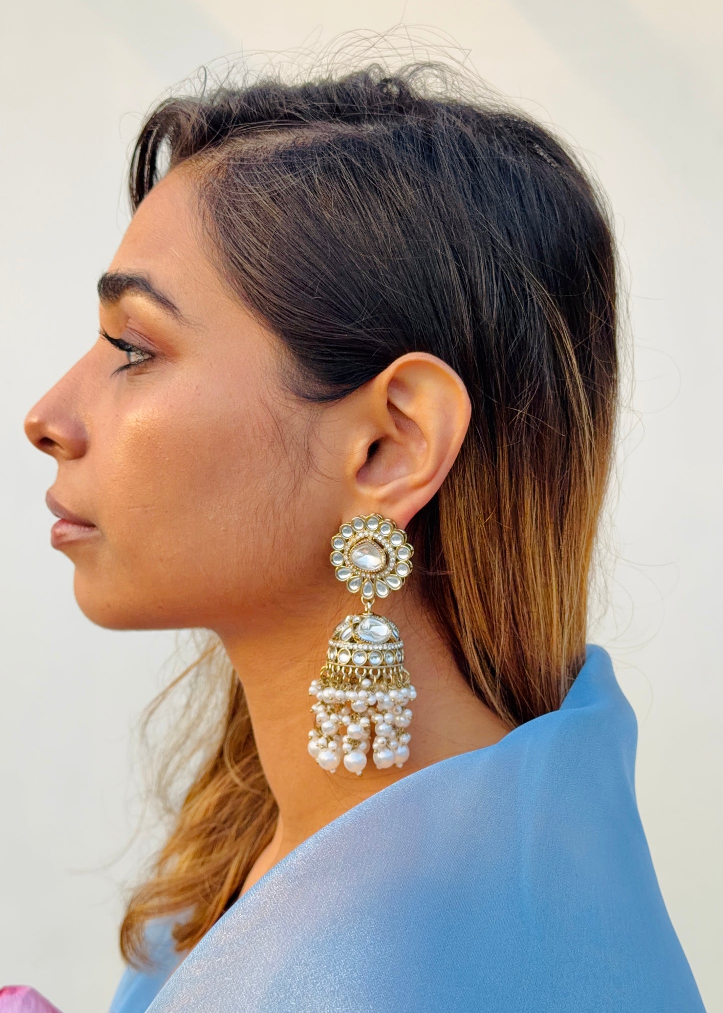 Ranani Pearl Jhumkas (Pearl white)