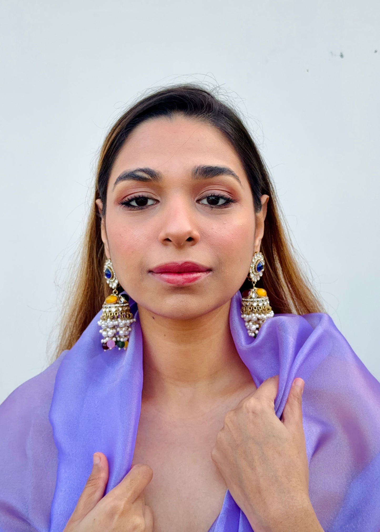 Ranani Pearl Crystal Jhumkas (Multi)