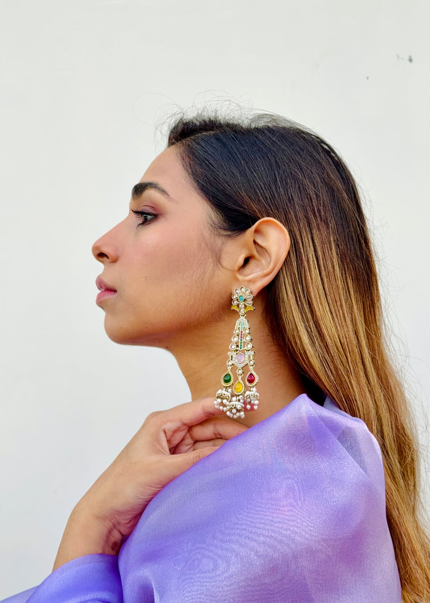 Sahasini Crystal Pearl Danglers (Multi)